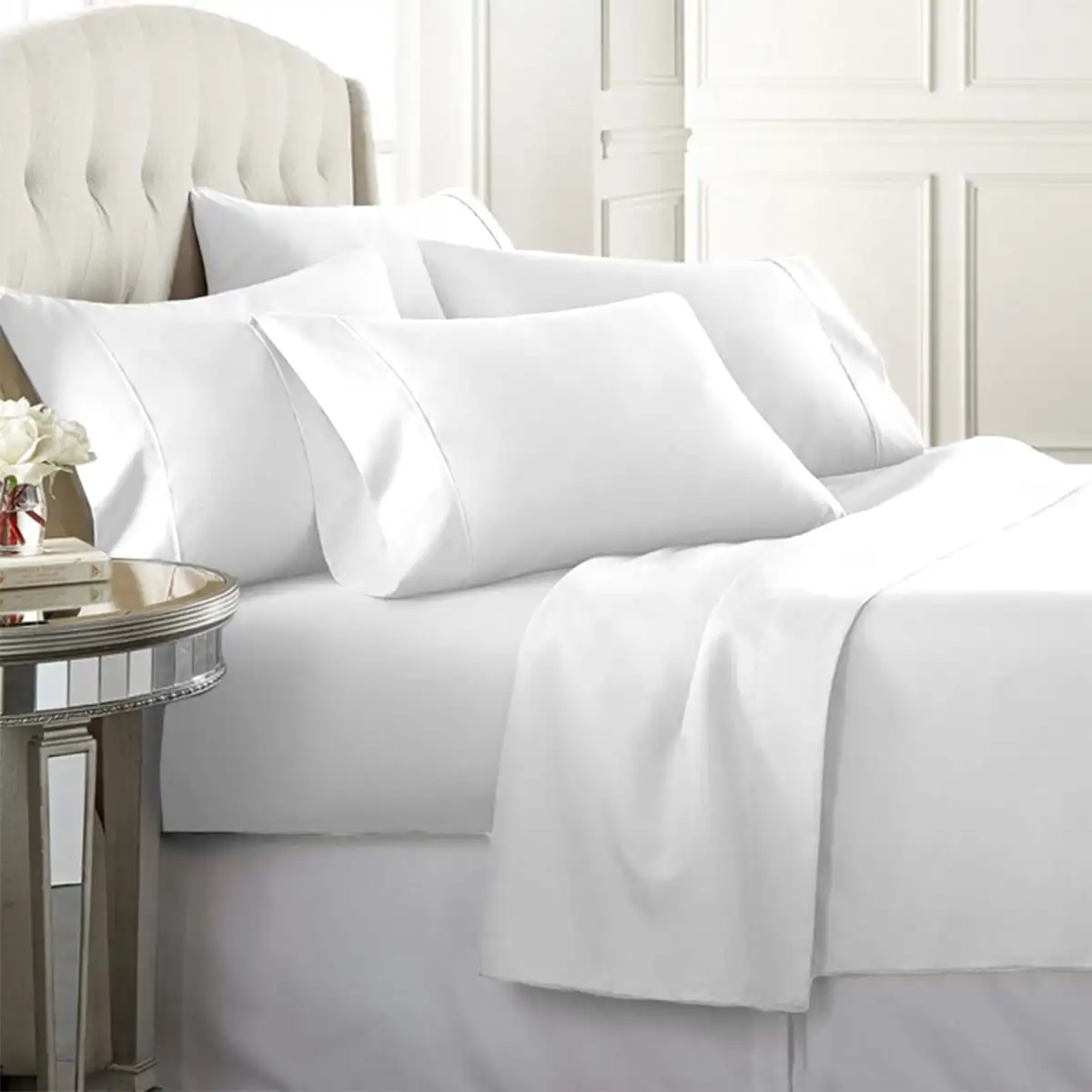 

Super-Soft 1600 Series Double-Brushed 6 Pcs Bed Sheets Set (Queen, White)