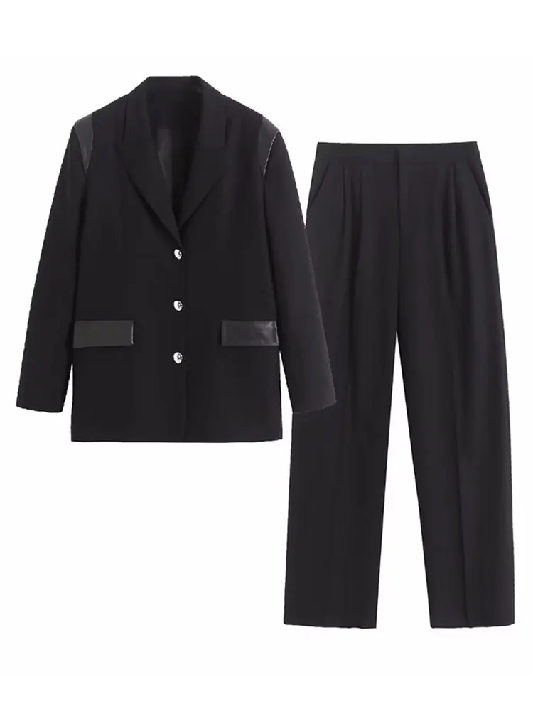 

Женский Длинный брючный костюм, деловой офисный костюм из двух предметов, брюки и жакет, весна 2023