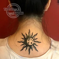 2 pieces dark department sun moon star back neck waterproof long lasting female male pattern tattoo stickers