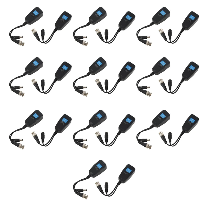 

10 пар, Пассивный видеотрансмиттер с разъемом питания и RJ45 CAT5