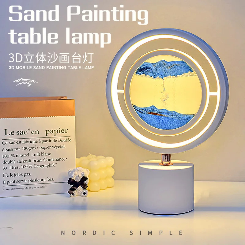 

Quicksand Painting Desktop Decoration Dynamic Hourglass Lamp Gift 3d Three-dimensional Night Light Creative Decompression Table