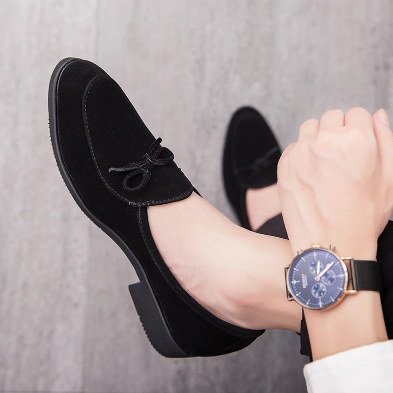 

Мужские замшевые лоферы, повседневная обувь с бахромой, модные мокасины, мужская обувь на плоской подошве, брендовая Удобная Осенняя обувь без шнуровки для мужчин