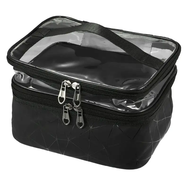 

Double Layer Makeup Bag Cosmetic Bags Make up Organizer Bag Black