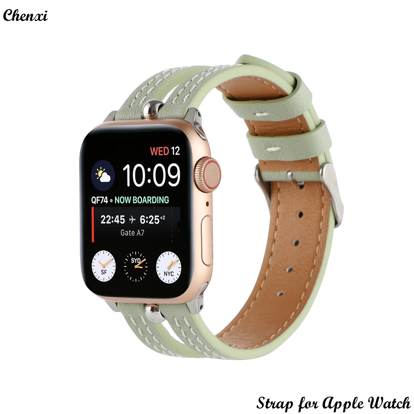 Enlarge Strap for Apple Watch bracelet chain band for iwatch87654321SE fasion Opened Genuine leather strap for Iwatch Ultra wrist