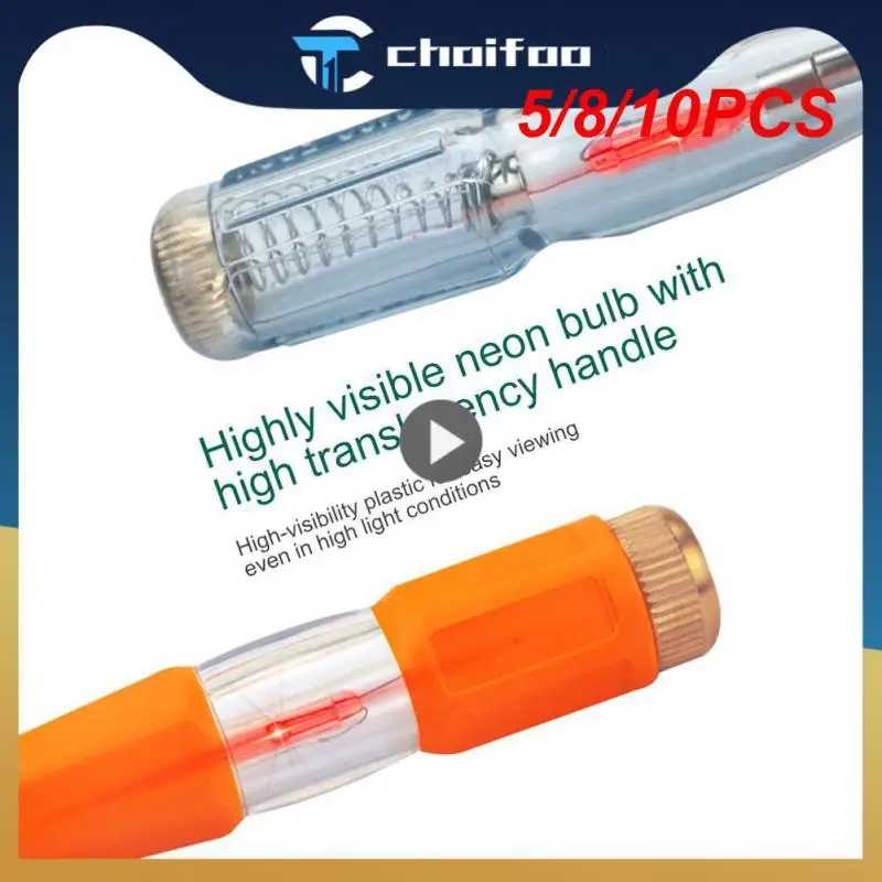 

5/8/10PCS Household Voltage Test Screwdriver Light Weight Compact Structure Testing Pencil Copper Cap Electrician