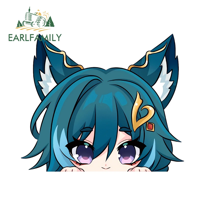 EARLFAMILY 13 см x 12 2 кошачьи уши фанат наклейки Chibi Peeker Honkai звезда рельс Смешные