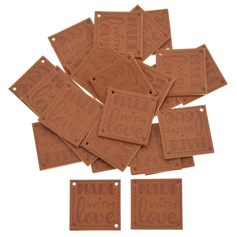 

Made With Love PU Leather Labels Tags Material For DIY Handmade Quilting Clothing Bags Decoration Supplies