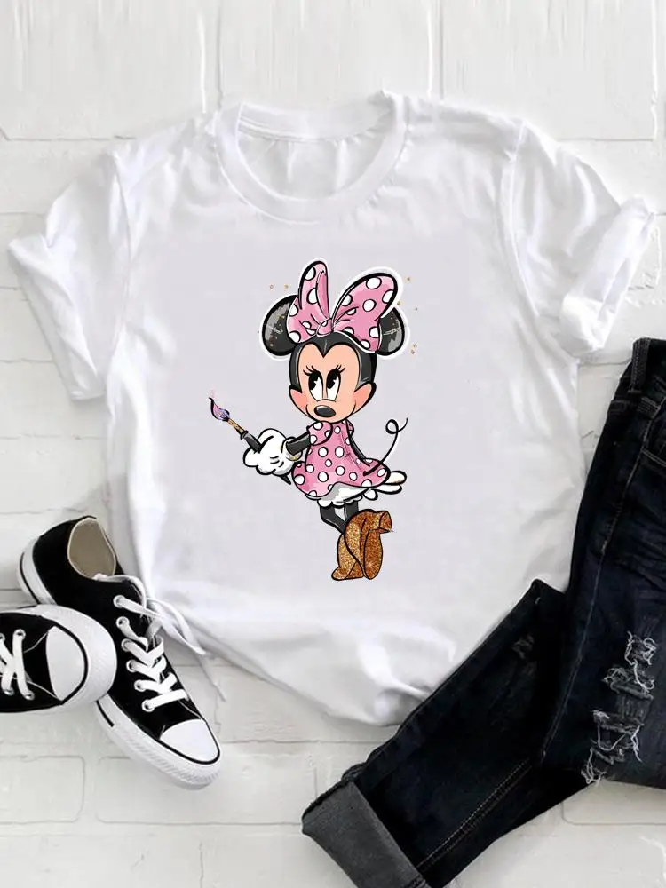 

Fashion Cute Clothes Top Disney Mickey Mouse Clothing Women Female Sweet Lady Lovely Tee Cartoon Printed Casual Graphic T-shirts