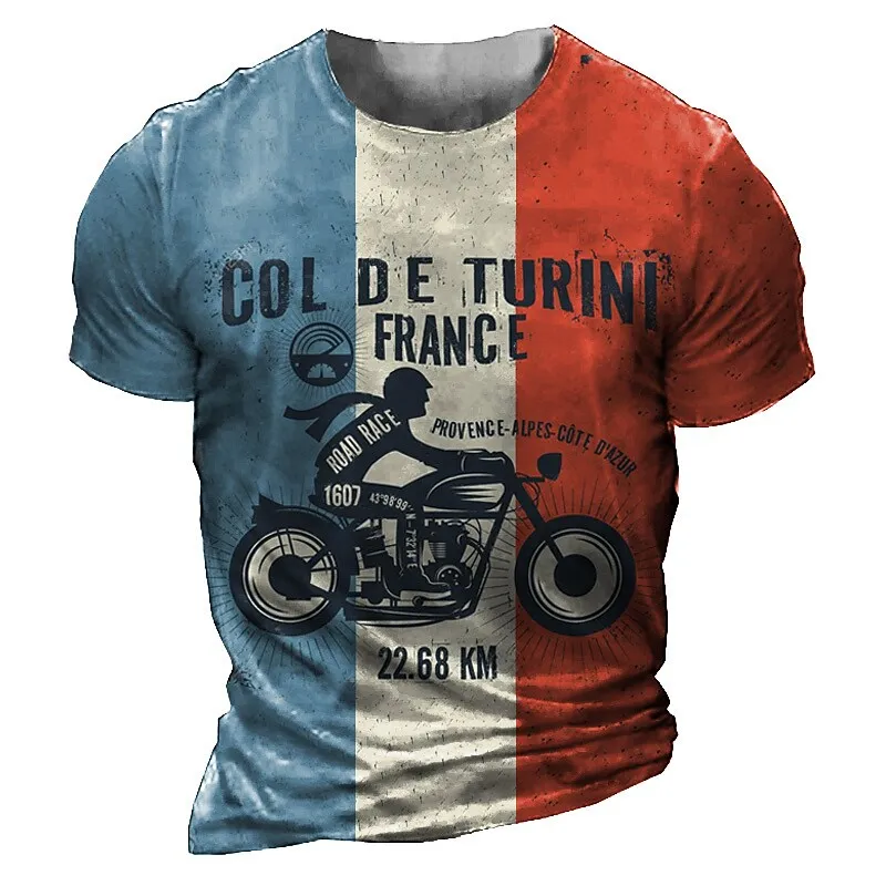 

Summer Vintage Motorcycle T Shirts Fashion Printed Crew Neck Short Sleeve Tops Isle of Man Men's Oversized T-Shirts