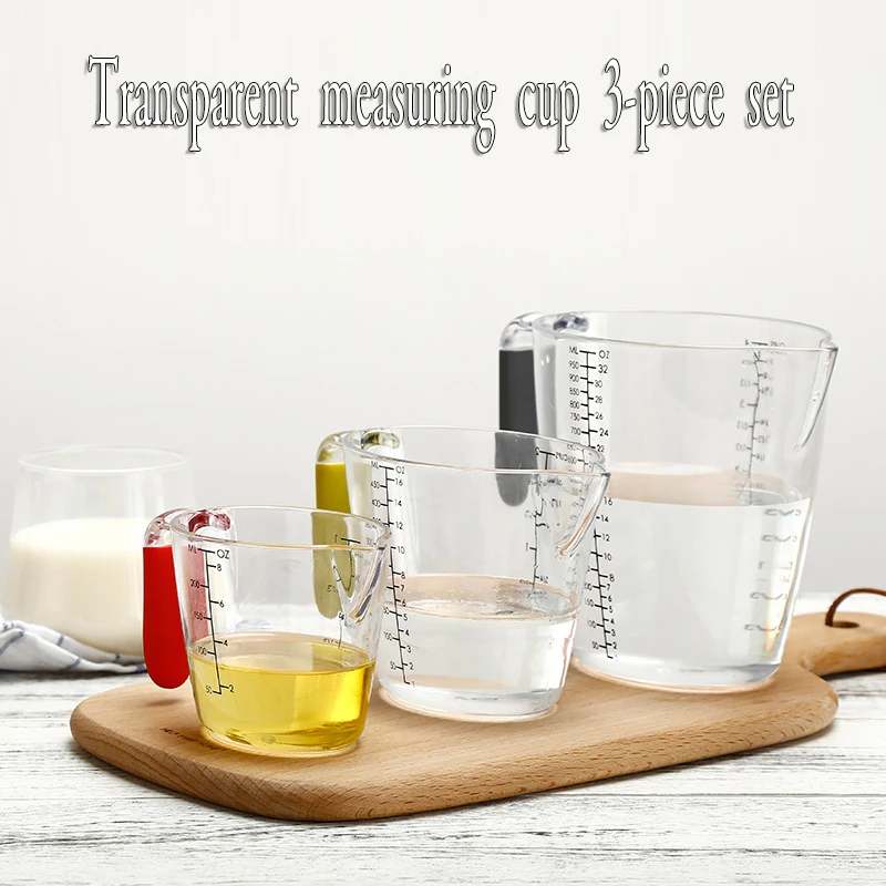 

3Pcs Set Transparent Measuring Cup Heat-Resistant With Scale Baking Tools