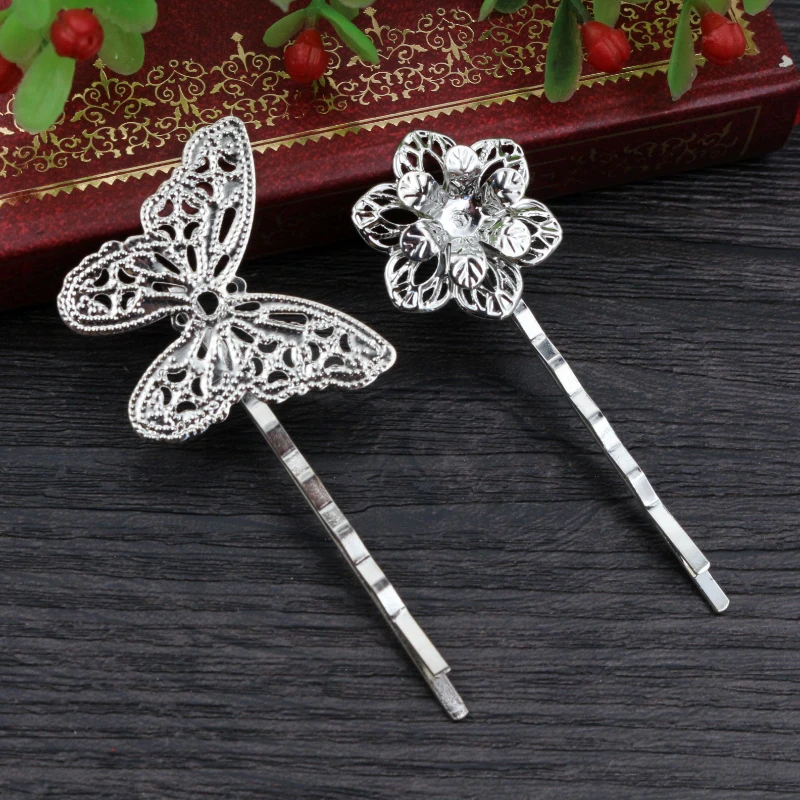 

10pcs/Lot High Quality Flower Butterfly Style Bronze Plated Copper Material Hairpin Hair Clips Hair Accessories