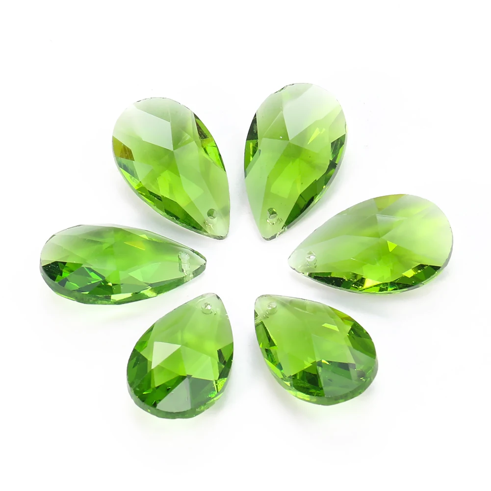 

10pc/Lot Faceted Crystal Green Teardrop Pendant Sun catcher Chandeliers Part Door Window Bead Curtain Hanging DIY Jewelry Making