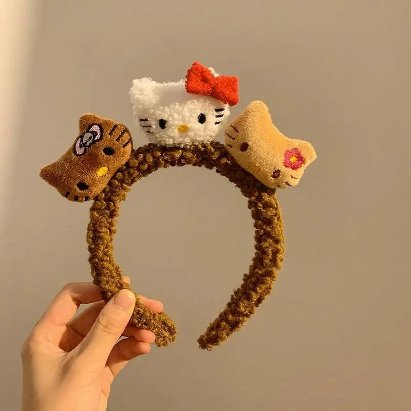 

Sanrio Hello Kitty Plush Hair Accessories Anime Cartoon Women's Trendy Hairband Hair Band Girl Headwear Kawaii Girls Headbands