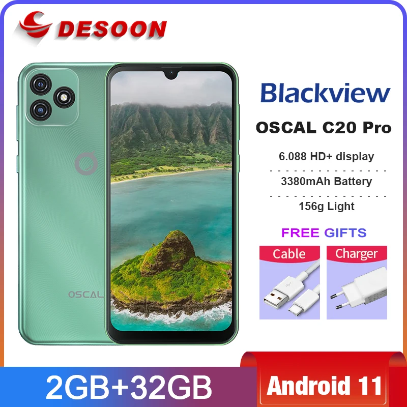 

BLACKVIEW OSCAL C20 Pro Smartphone 2GB RAM 32GB ROM Octa Core 6.088" Cellphone 3380mAh Dual Camera Android 11 Mobile Phone