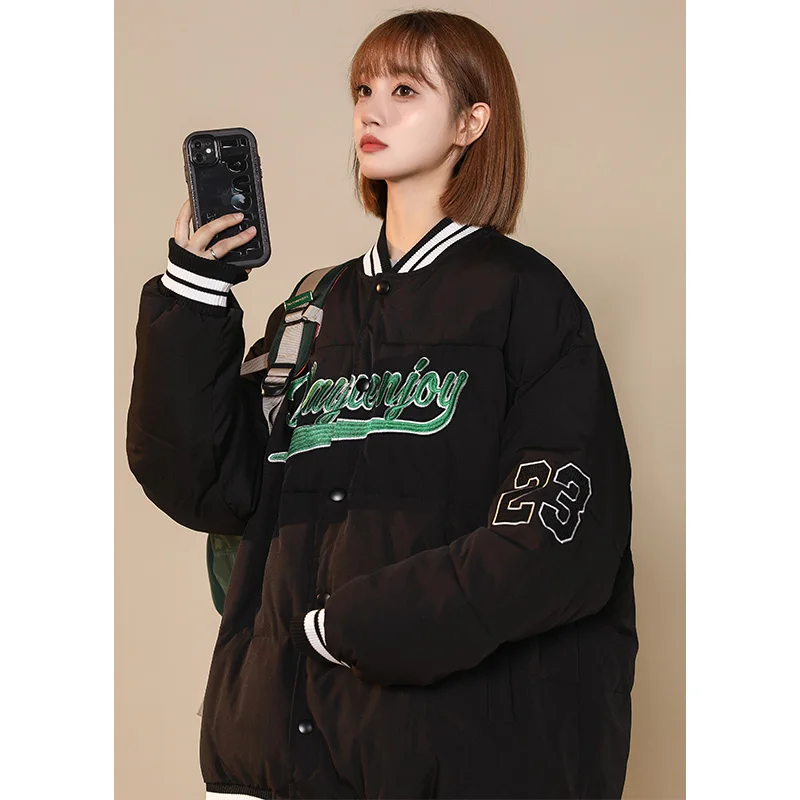 

Winter Jacket Women Overcoat Thick Down Cotton Padded Baseball Jackets Parkas Oversize Casual Loose Warm Coat Female