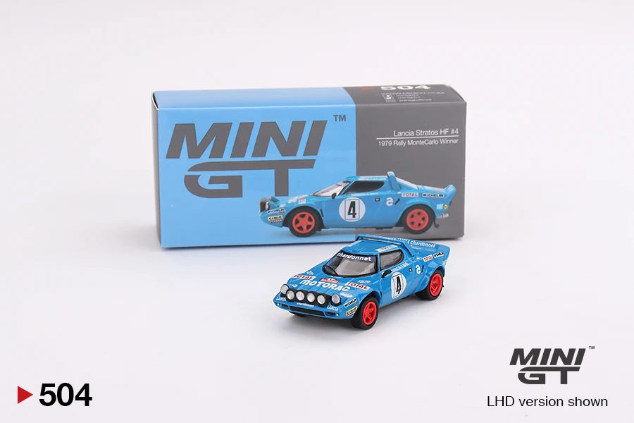 

MINIGT 1:64 Lancia Stratos HF 1979 Rally MonteCarlo Winner #4 LHD MGT00504-CH Alloy Die Cast Sports Car Model Collection