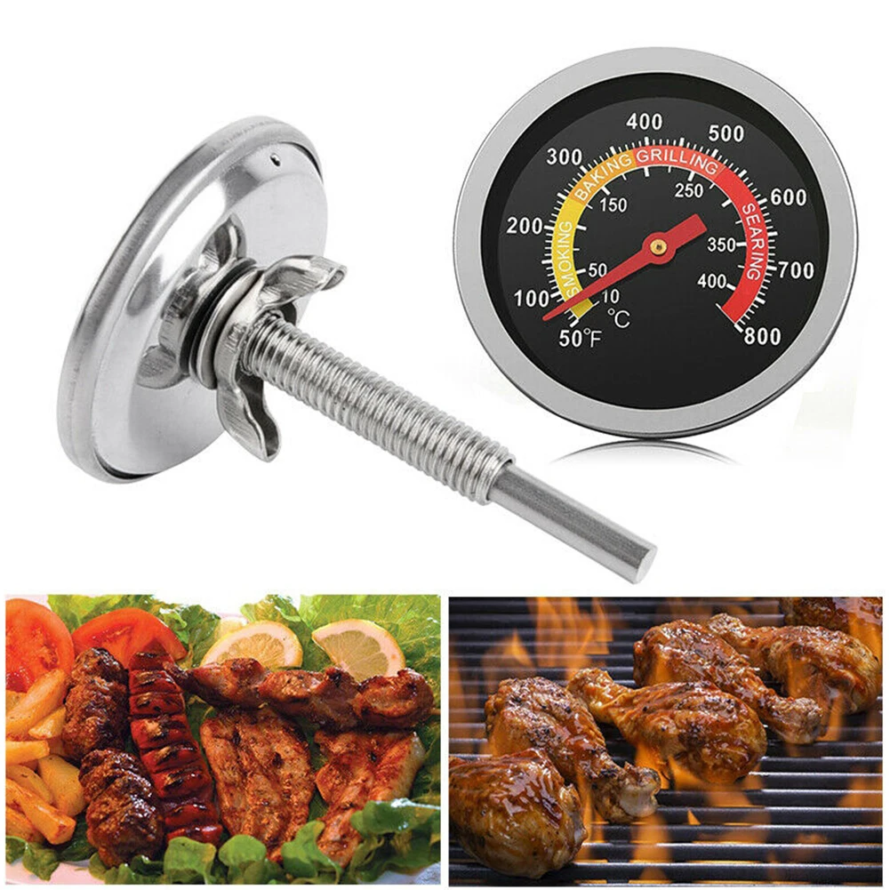 

Stainless Steel Barbecue Thermometer Oven Temp Gauge BBQ Smoker Pit Grill Bimetallic Thermometer For Cooking Meat 50~800F