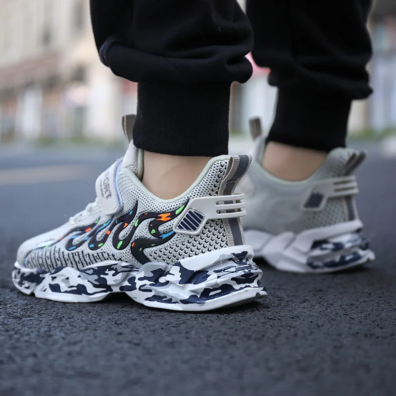 Children's Casual Sneaker Free Shipping New Promotiom Mesh Lace Up Breathable Anti-skid Kid Shoes for Boy Jogging Sport Shoes