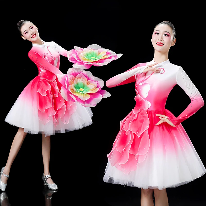 Opening Dance Short dress Performance Dress Youth Vitali Square Clothes Student Chorus Fast Board Rap C...