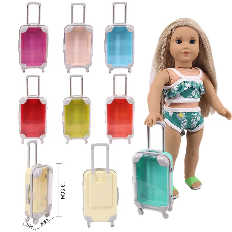 18inch Doll Mini Luggage Box Doll Accessories Suitcase Transparent Suitcase Lalafanfan For 18 inch Girl's/Paola Reina Dolls Toy
