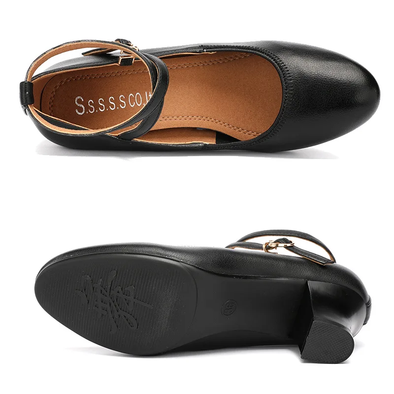 5 см 6 модные удобные туфли на среднем блочном каблуке женские туфли-лодочки 2025