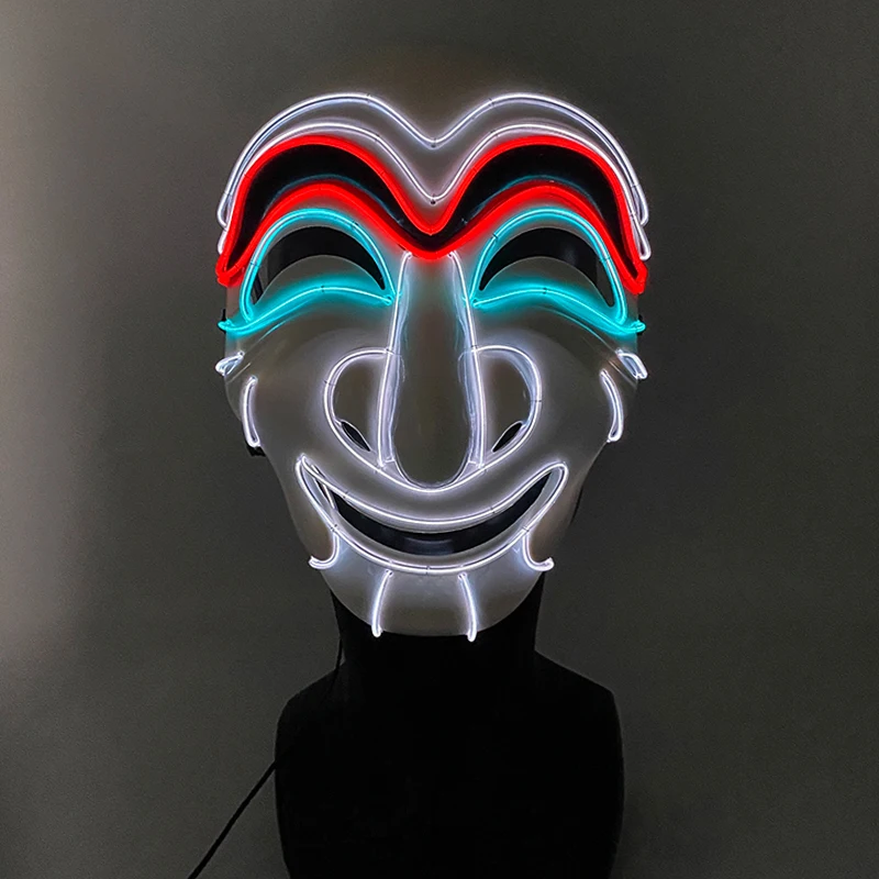 

Halloween Neon Mask Led Mask Masque Masquerade Party Masks Light Glow In The Dark Movie Cosplay Costume Supplies