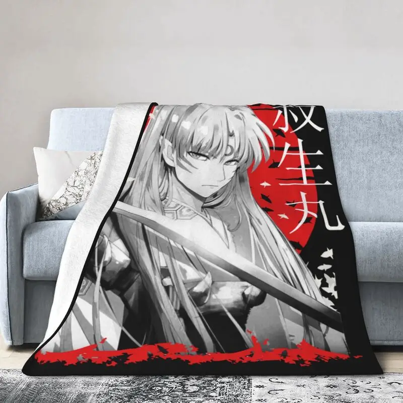 

Одеяло Sesshomaru с изображением Красной Луны, Фланелевое флисовое теплое одеяло с 3D рисунком аниме Inuyasha, пледы для автомобиля, спальни, дивана, покрывала