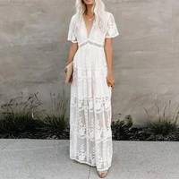 hot%ef%bc%81long elegant womens dresses for women 2022 embroidery lace patchwork half see through loose fit women dress for daily life