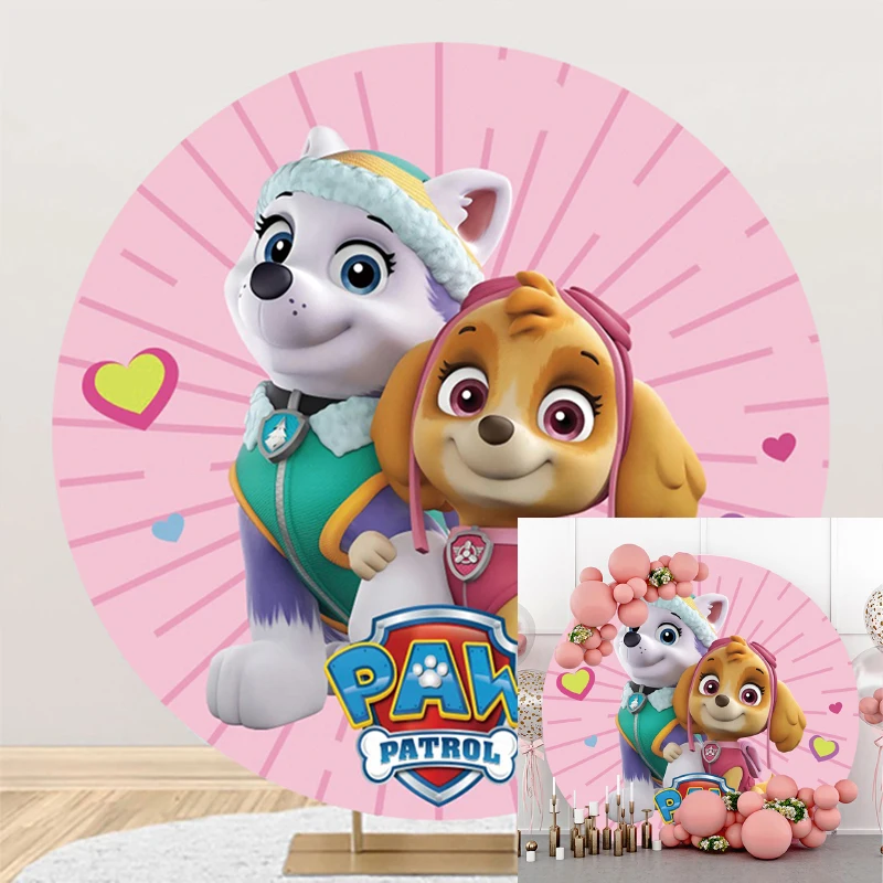 

Круглая эластичная Обложка задний фон для фотосъемки мультяшная бегущая собака День Рождения Декор фотосессия студия реквизит