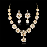 hot pearl wedding necklace bracelet earring sets bridal jewelry sets for women elegant party gift fashion accessories