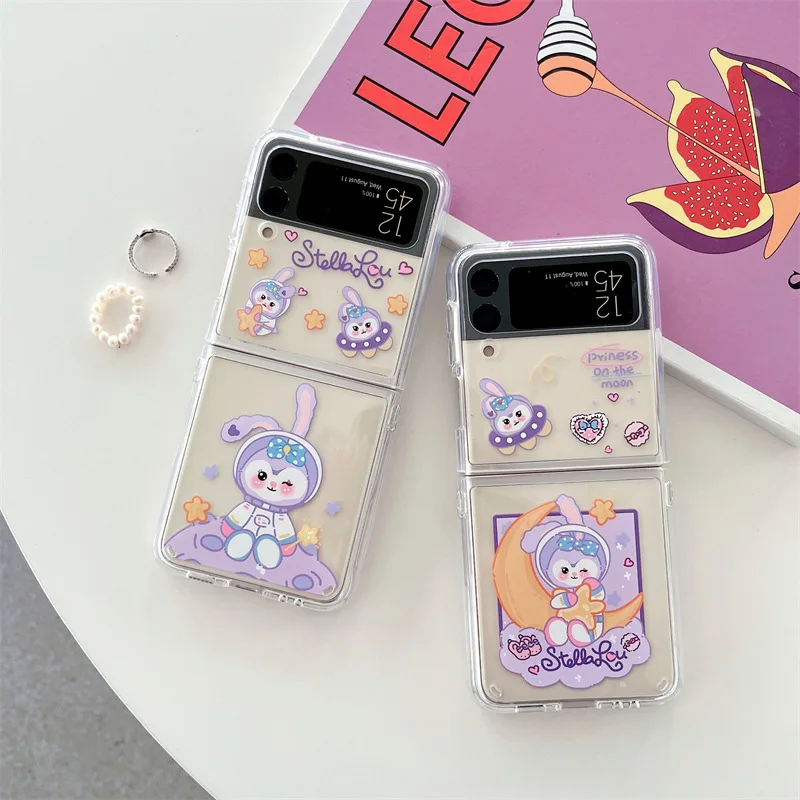 

Cute Cartoon Space Rabbit Phone Case for Samsung Galaxy Z Flip3 5g Hard PC Back Cover Suitable for Z Flip 3 Protective Case