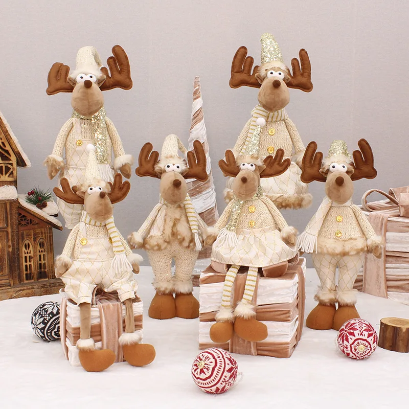 

Navidad Figurine Ornaments Christmas Gift For Kid Led Light Elk Christmas Doll christmas decorations for home Reindeer 1PC