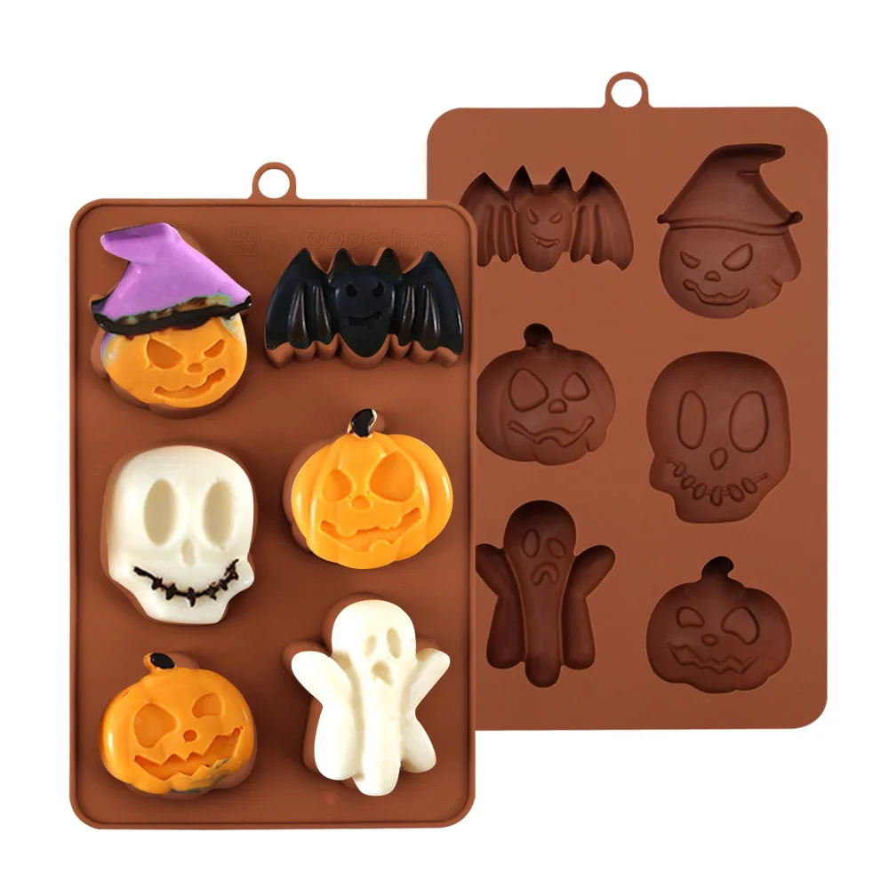 

Halloween Holiday Pumpkin Cake Mold 6 Cavities Pumpkin Ghost Bat Shape Chocolate Molds DIY Cake Decorating Tools Home Accessorie