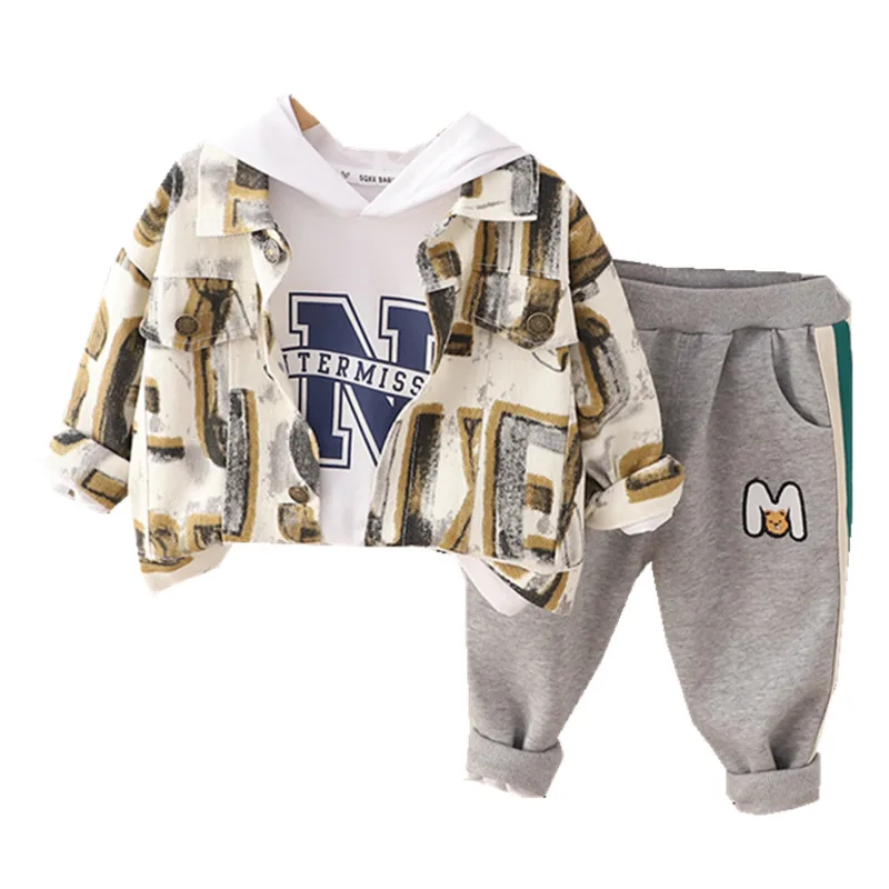 

New Spring Autumn Baby Girl Clothes Boys Outfits Children Casual Jacket Hoodies Pants 3Pcs/Sets Toddler Costume Kids Sportswear