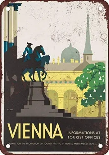

8''x12''Vienna Austria Tin Sign Vintage Funny Creature Iron Painting Metal Plate Personality Novelty