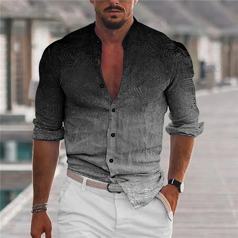 

Gradual Men's Shirts Fashion Collar Long Sleeve Shirts For Men Simple Casual Male Clothes Streetwear Hip Hop Top Tshirt New 5xl