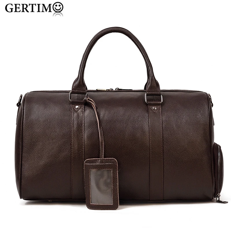 2022 Men's Genuine Leather Cowhide Vintage Business Travel Tote Luggage Large Capacity Shoulder Crossbody Fitness Bags Shoe Bags