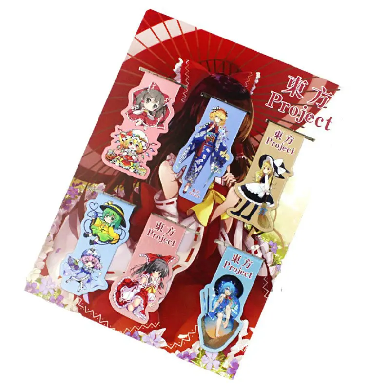 

6pcs TouHou Project Anime Magnetic Bookmark Cartoon Magnet Bookmark Child Student Kawaii Gift Bookmarks Office Stationery