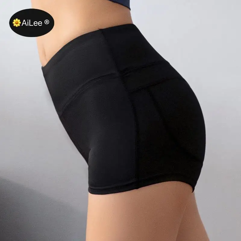 Slim Fit High Waist Sport Shorts Hip Push Up Women Plain Soft Nylon Fitness Running Shorts Tummy Control Workout Gym Shorts