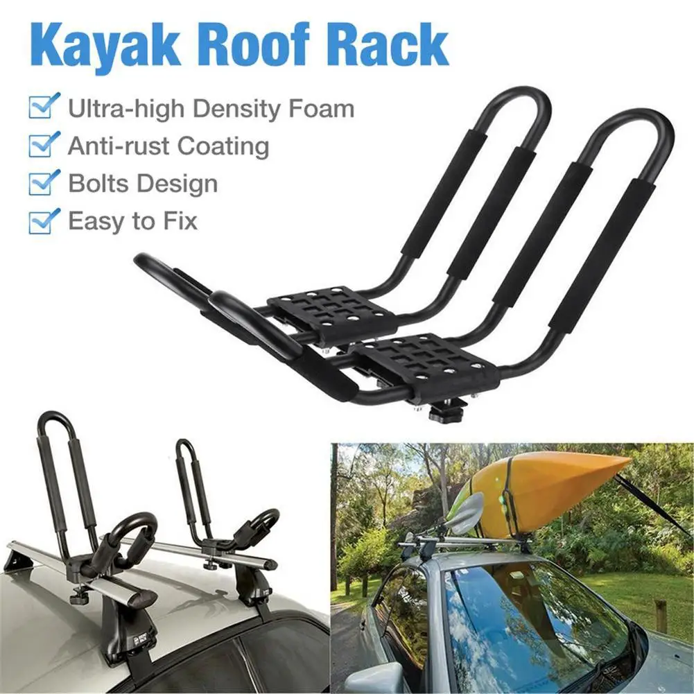 Roof Rack With 2 Tie Down Straps J Cross Bar Top Roof Mount Carrier For Suv Car Canoe Boat