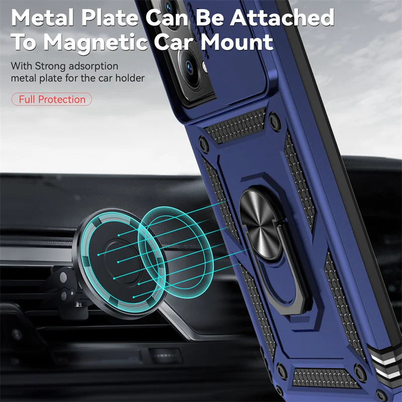 Противоударный бронированный магнитный автомобильный держатель-кольцо чехол