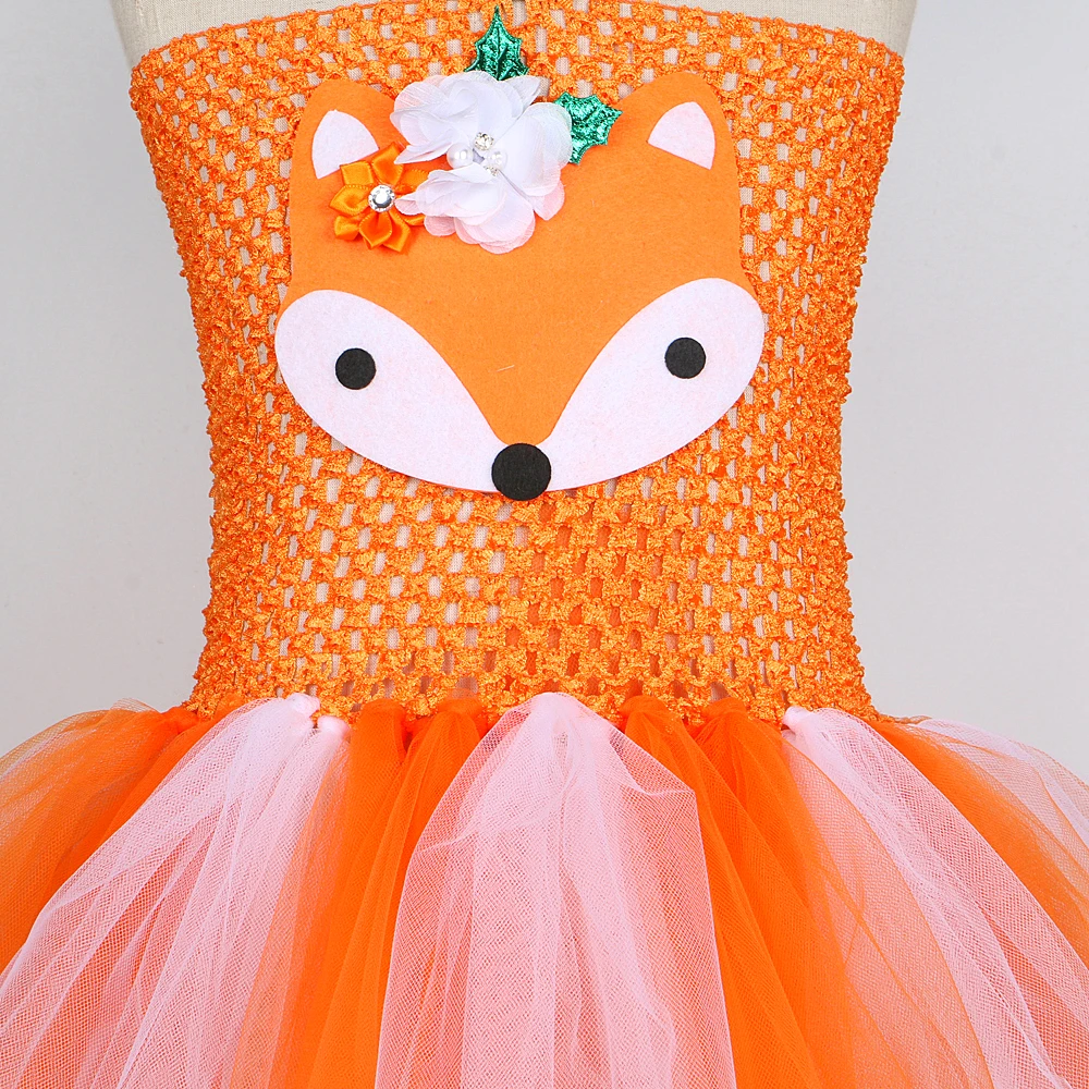 Animal Fox Halloween Costumes for Girls Kids Birthday Party Tutu Dress Toddler Girl Photoshoot Outfit Children Carnival Clothes images - 6