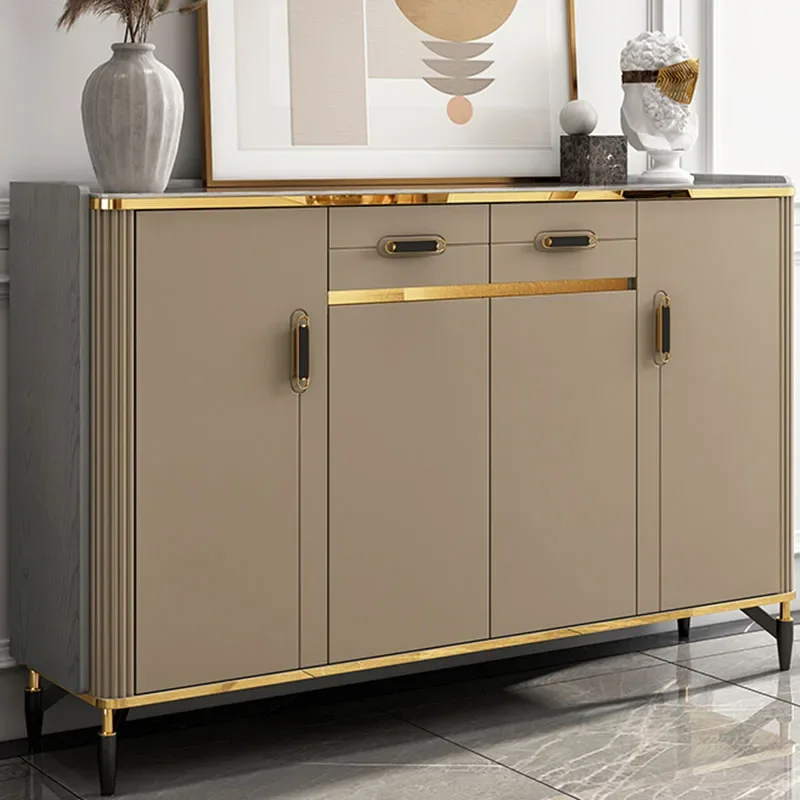 Вертикальная Многоуровневая стойка для обуви Золотая современная роскошная в