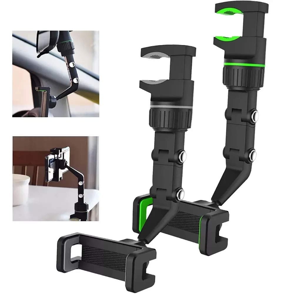 

360° Rearview Mirror Phone Holder Multifunctional Car Phone Mount GPS Holder Universal Rotating Car Phone Holder for All Phones