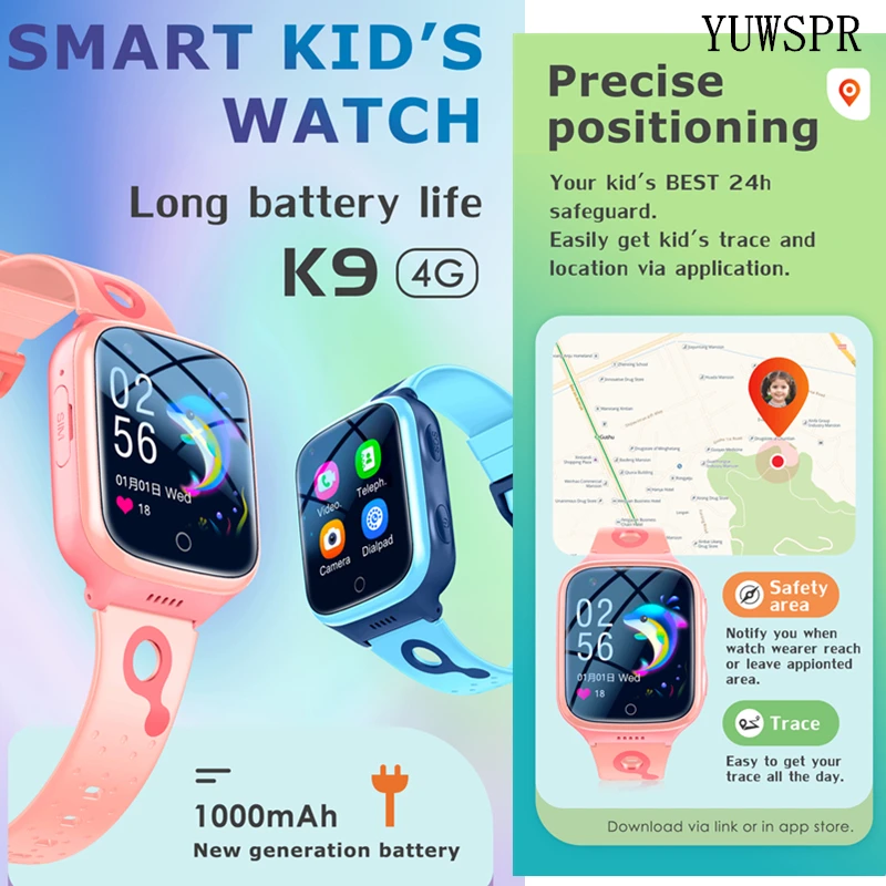 2022 new gps tracker smart watches for children 1000mah long standby waterproof tracking baby boys 4g sim smart phone clock k9 free global shipping