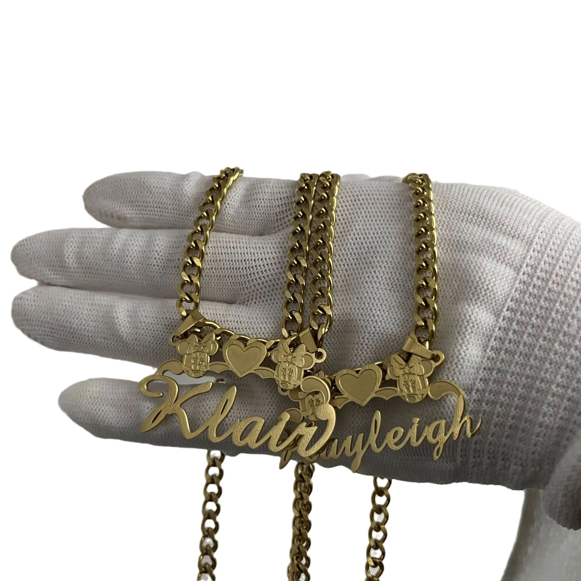 Ожерелье с Микки и Минни на заказ кубинская цепочка кубинской подвеской