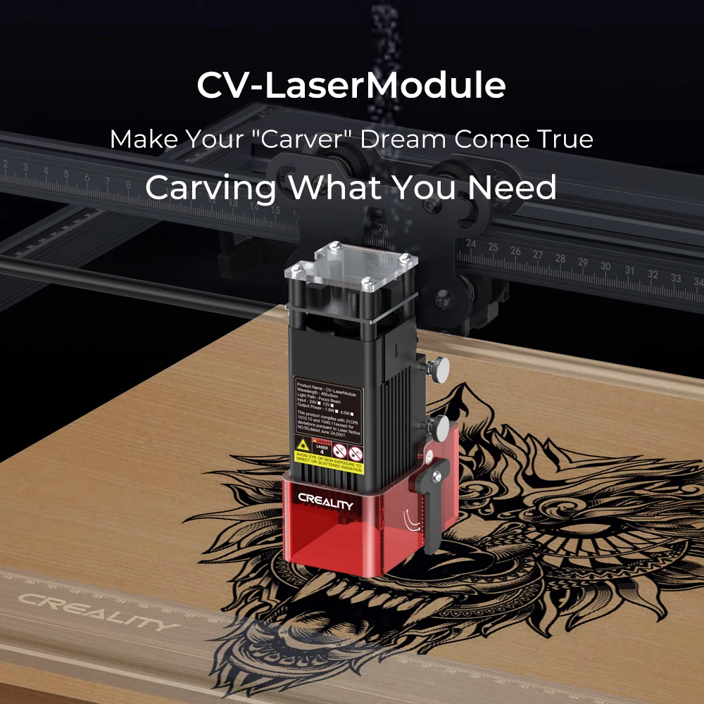 CREALITY 3D CV-Laser Engraving Laser Module 24V 1600mW/5000mW Precise Focusing Soot Absorption for Ender-3 S1 Ender-3 S1 Pro