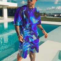 tracksuits men t shirts summer beach male sets 3d print two piece vintage 2022 fashion oversized clothing shorts tee casual top