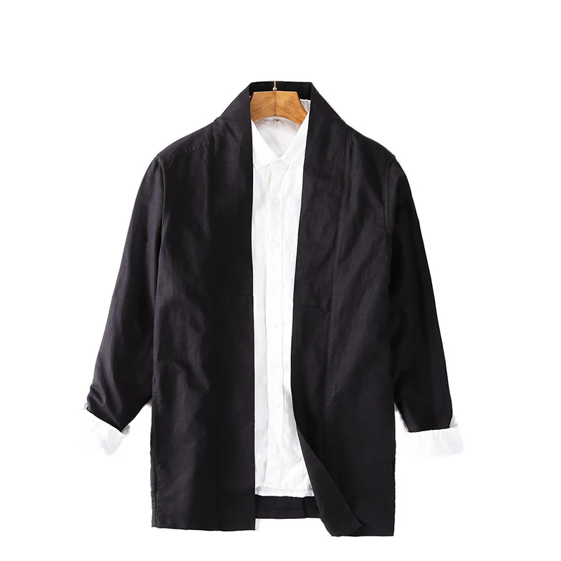 

Рубашка мужская из хлопка и льна, Повседневная Свободная японская рубашка в стиле ретро, Топ с длинным рукавом, с открытым стежком, в стиле Харадзюку, большие размеры Xxl, на лето