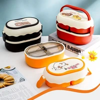 cartoon lunch box double layer student lunch box portable large capacity microwaveable lunch box fruit food container box